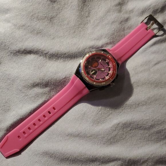 NEW Large Faced Santini Watch Bright Pink Face‎ & Silicone Band Rotating Bezel - Picture 3 of 6